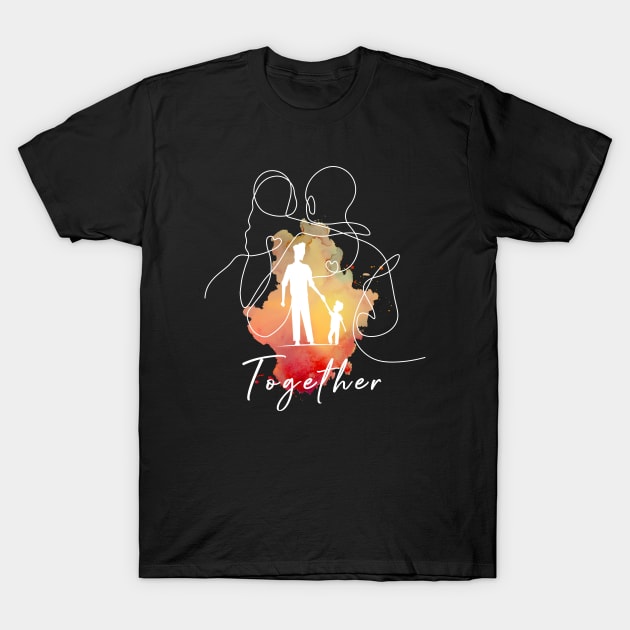 father's day - walk together in the sun line draw white T-Shirt by Catmaleon Design